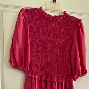 Nanette Nanette Lepore Women's Long Sleeve Smocked Front Ruffle Neck Dress